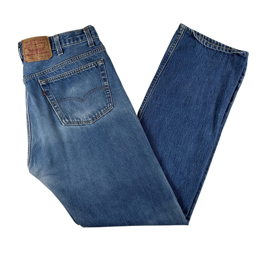 Vintage Levis 501XX Jeans Mens 38x35 Med Wash Denim Straight Button Fly USA 80s